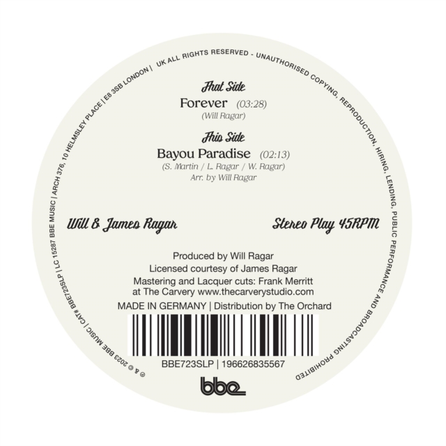 WILL & JAMES RAGAR - FOREVER / BAYOU PARADISE - 7 inch Vinyl