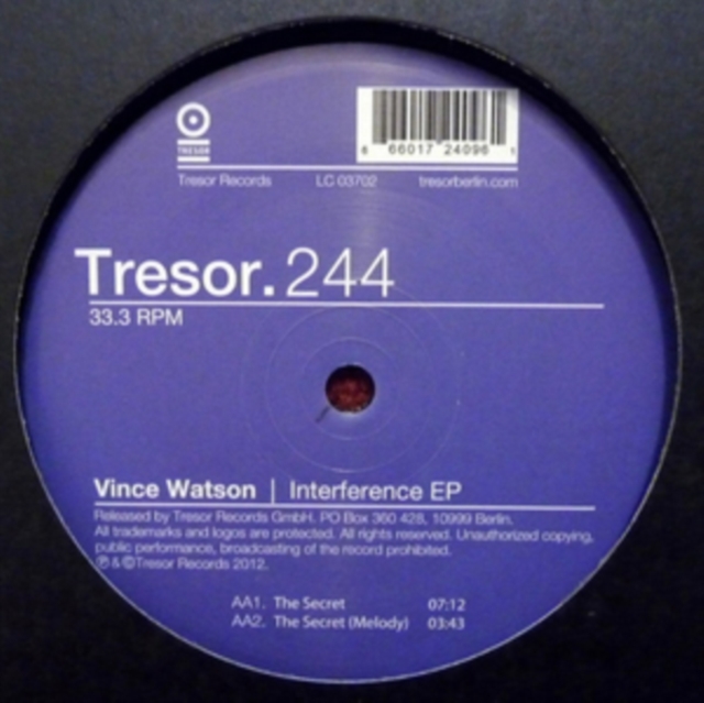 VINCE WATSON - INTERFERENCE (EP) - 12 Inch vinyl