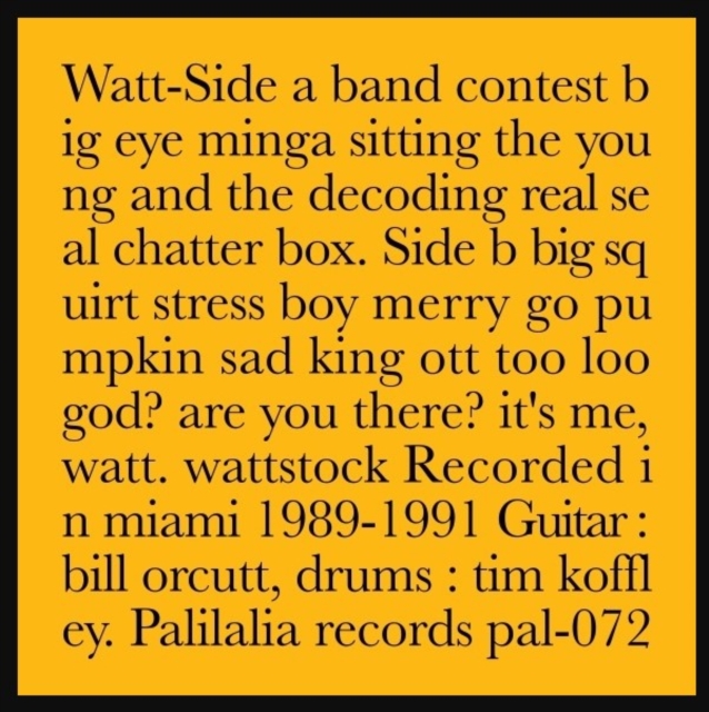 WATT - RECORDED IN MIAMI 1989-1991 - LP Vinyl