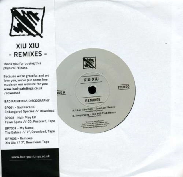 XIU XIU - I LUV ABORTION (DEERHOOF REMIX) / JOEYS SONG (KID 606 REMIX) - 7 inch Vinyl