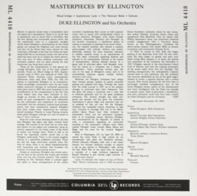 (PRE-ORDER) DUKE & HIS ORCHESTRA ELLINGTON - MASTERPIECES - LP Vinyl