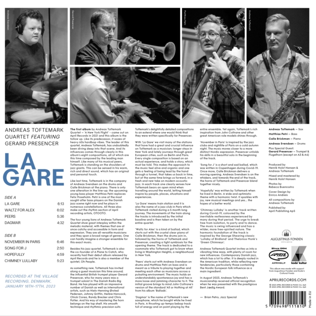 ANDREAS QUARTET FEAT. GERARD PRESENCER TOFTEMARK - LA GARE - LP Vinyl