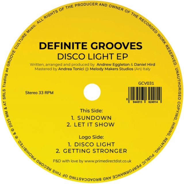 (PRE-ORDER) DEFINITE GROOVES - DISCO LIGHT (EP) - 12 Inch vinyl