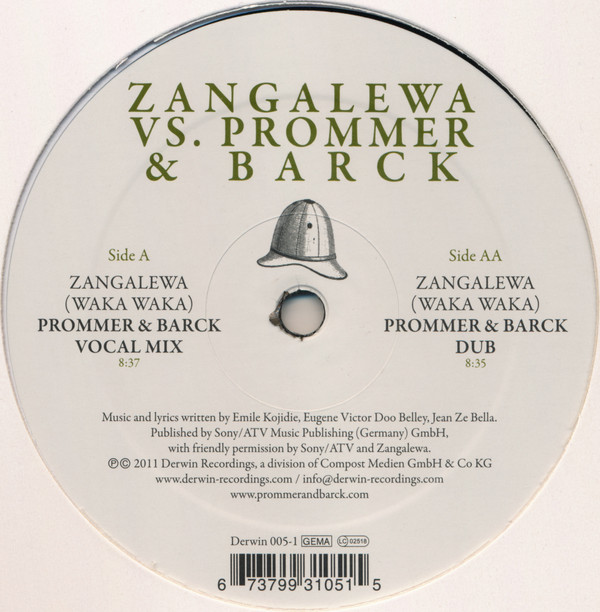 ZANGALEWA VS. PROMMER & BARCK - ZANGALEWA (WAKA WAKA) - 12 Inch vinyl