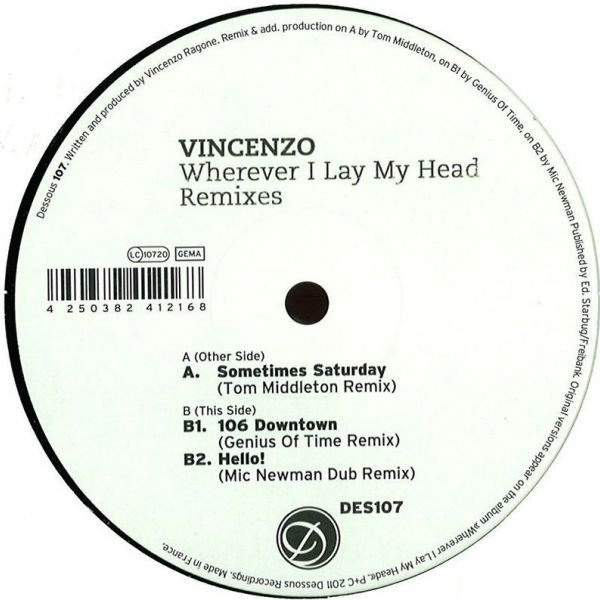 VINCENZO - WHEREVER I LAY MY HEAD REMIXES - 12 Inch vinyl