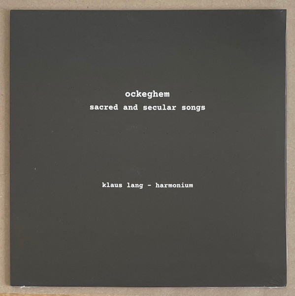 (PRE-ORDER) KLAUS; JOHANNES OCKEGHEM LANG - SACRED & SECULAR SONGS - LP Vinyl