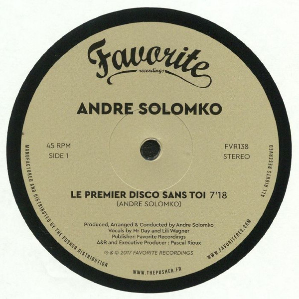 ANDRE SOLOMKO - LE PREMIER DISCO SANS TOI - 12 Inch vinyl